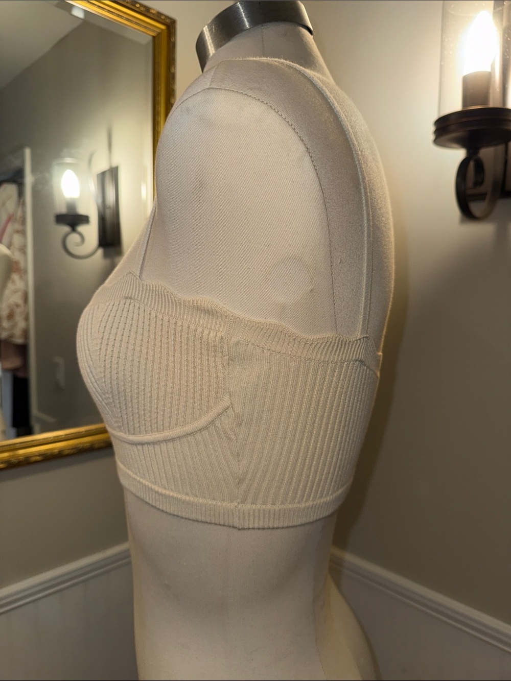 Reformation Cream Ribbed Scoop-Neck Bralette - Picture 5 of 7